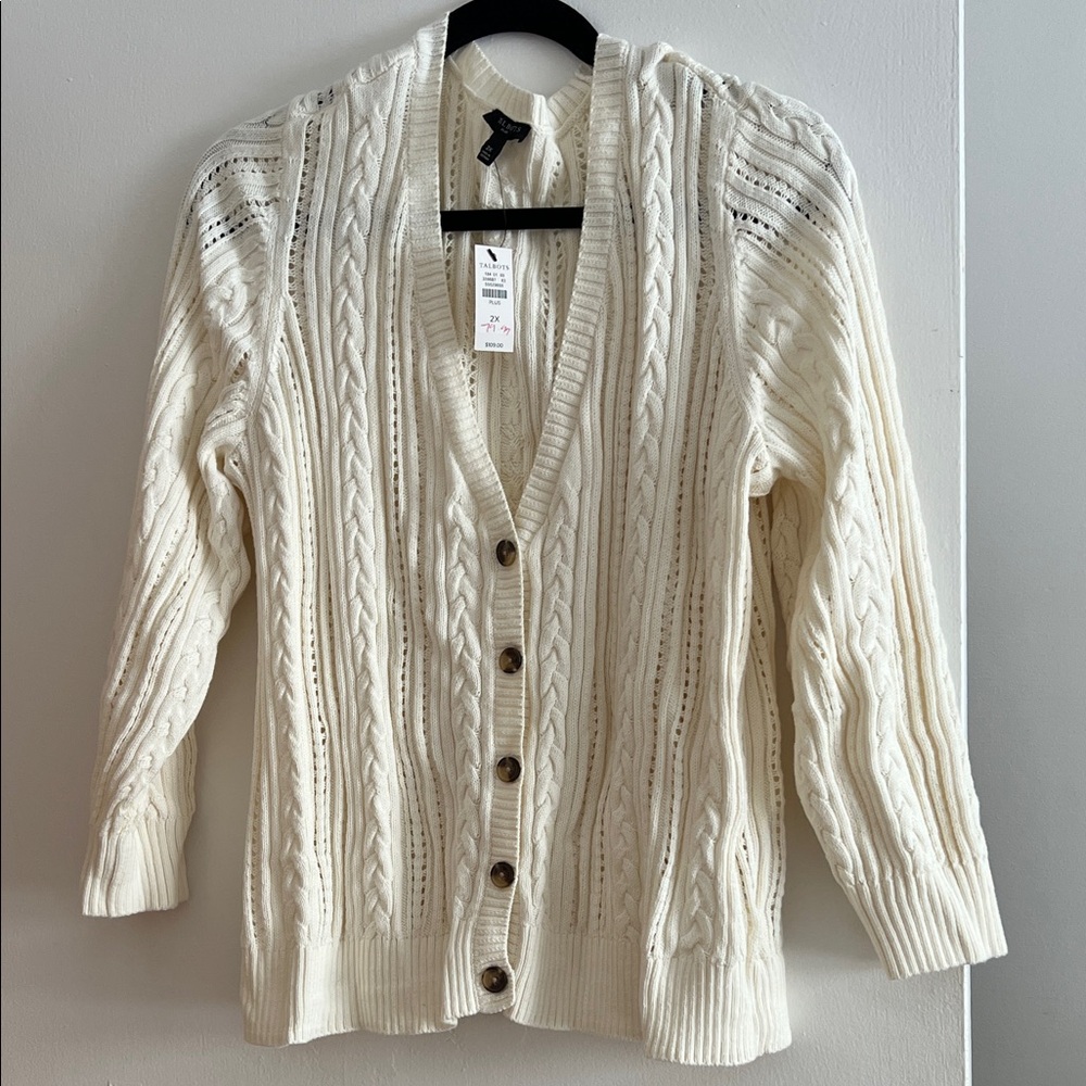Talbots Cream Cable Knit Cardigan